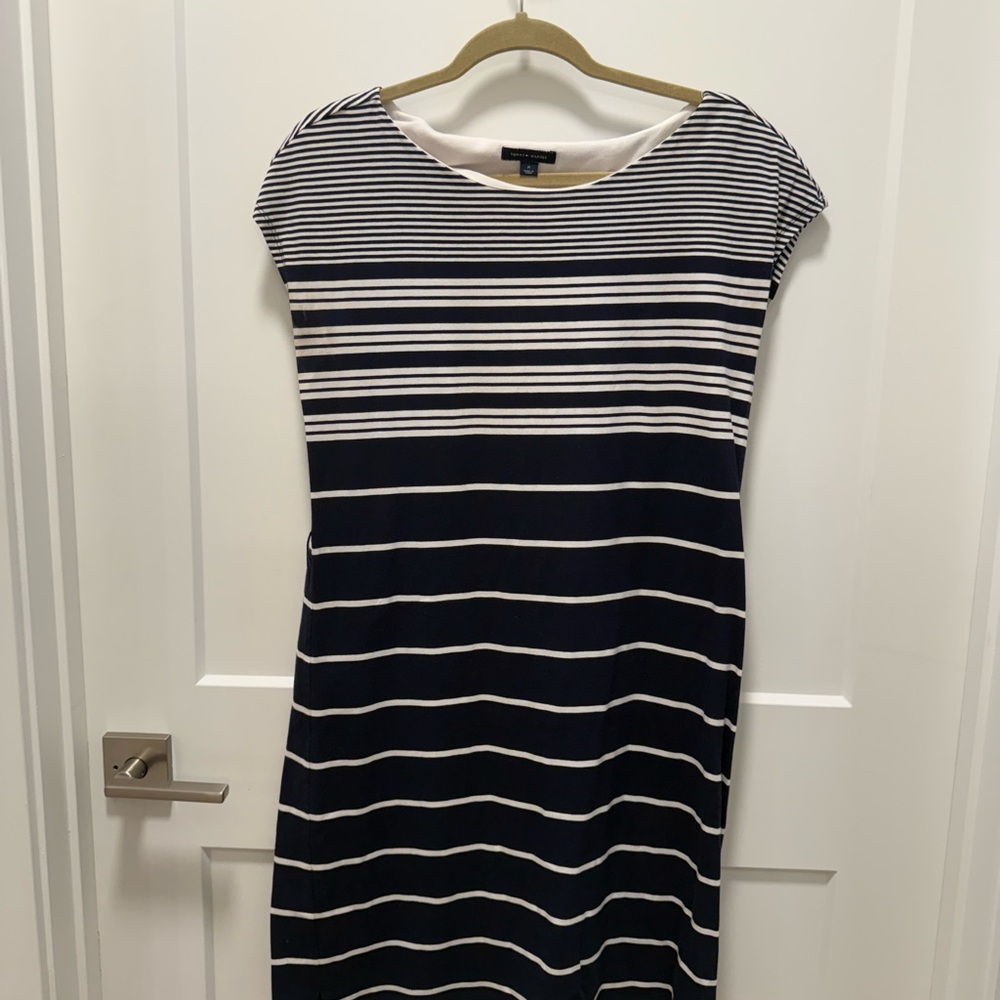 Tommy Hilfiger Navy and White Midi Dress